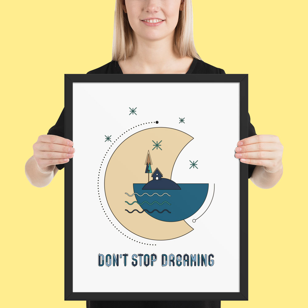 Woman holding framed print