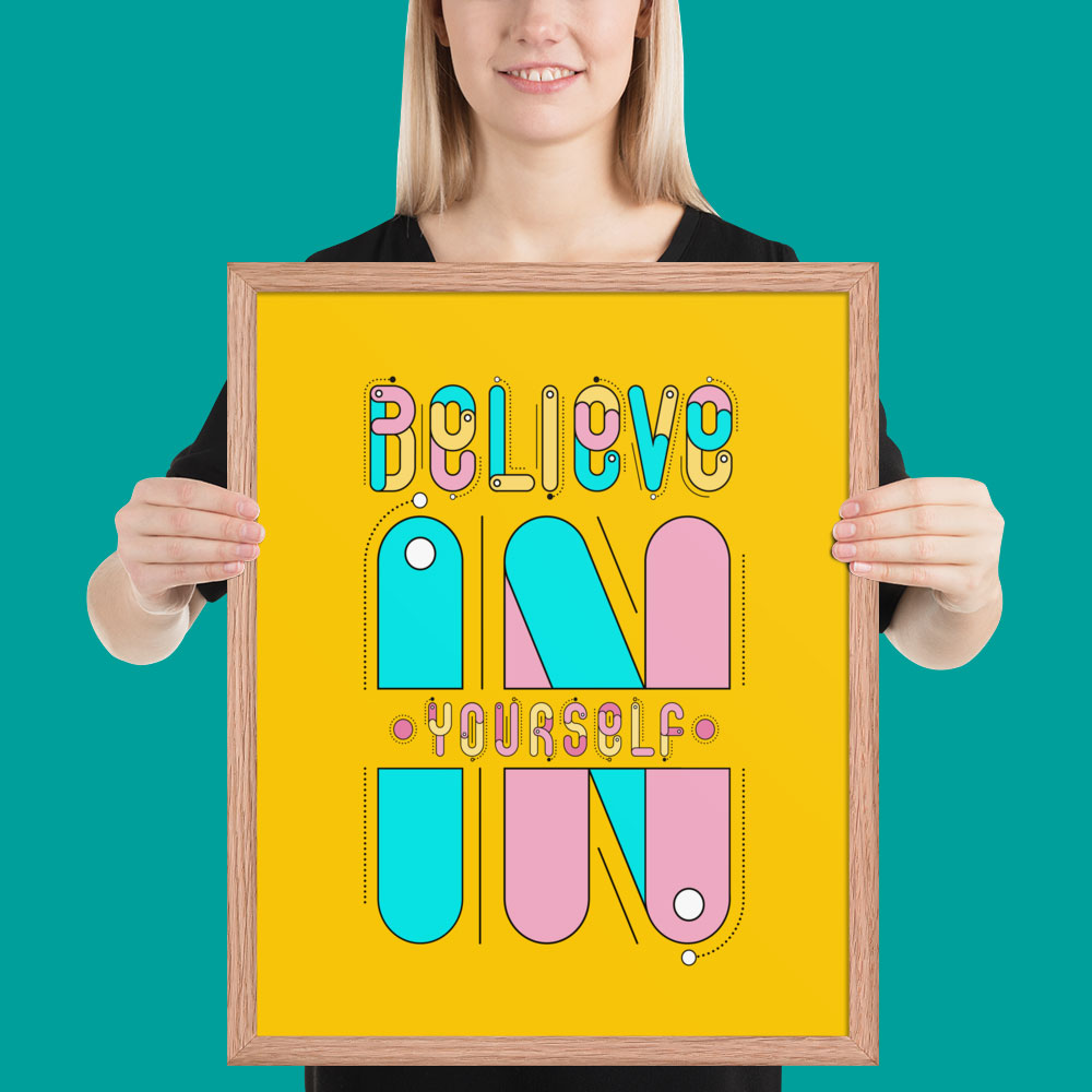 Woman holding framed print
