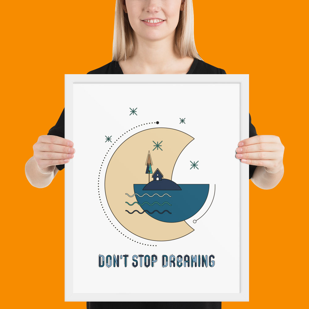 Woman holding framed poster