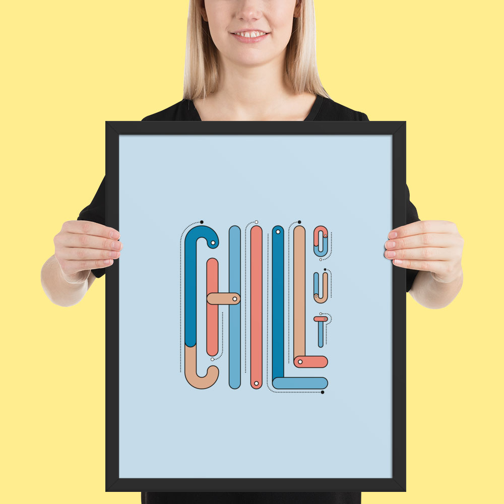 Woman holding framed print