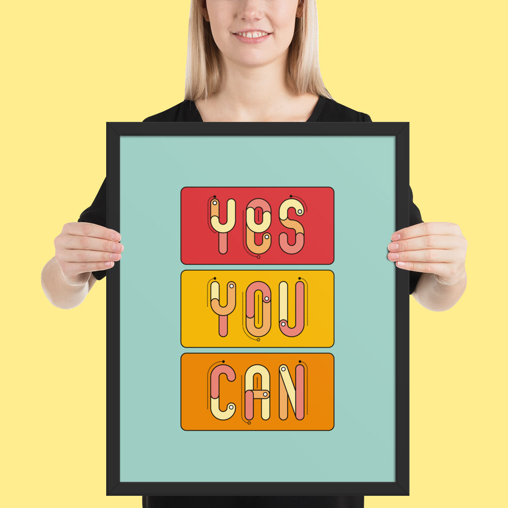 Woman holding framed poster