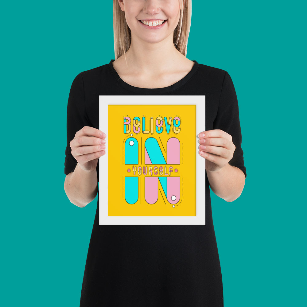 Woman holding wall art
