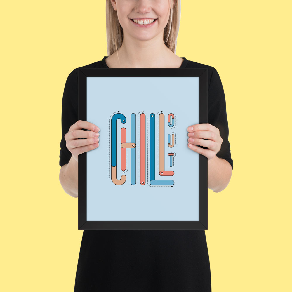 Woman holding framed print