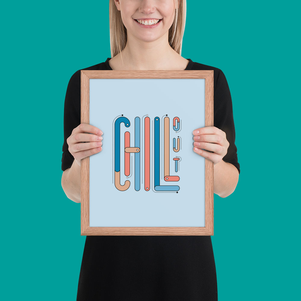 Woman holding framed poster