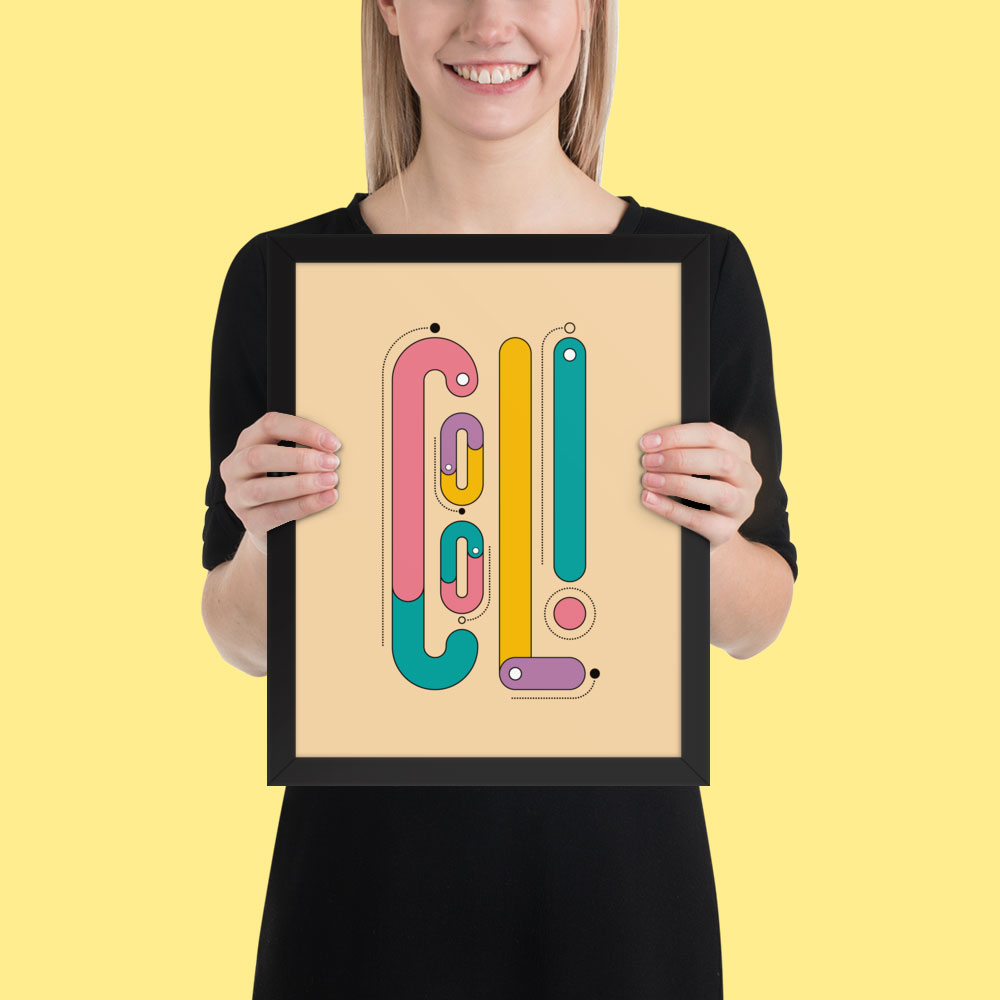 Woman holding framed print