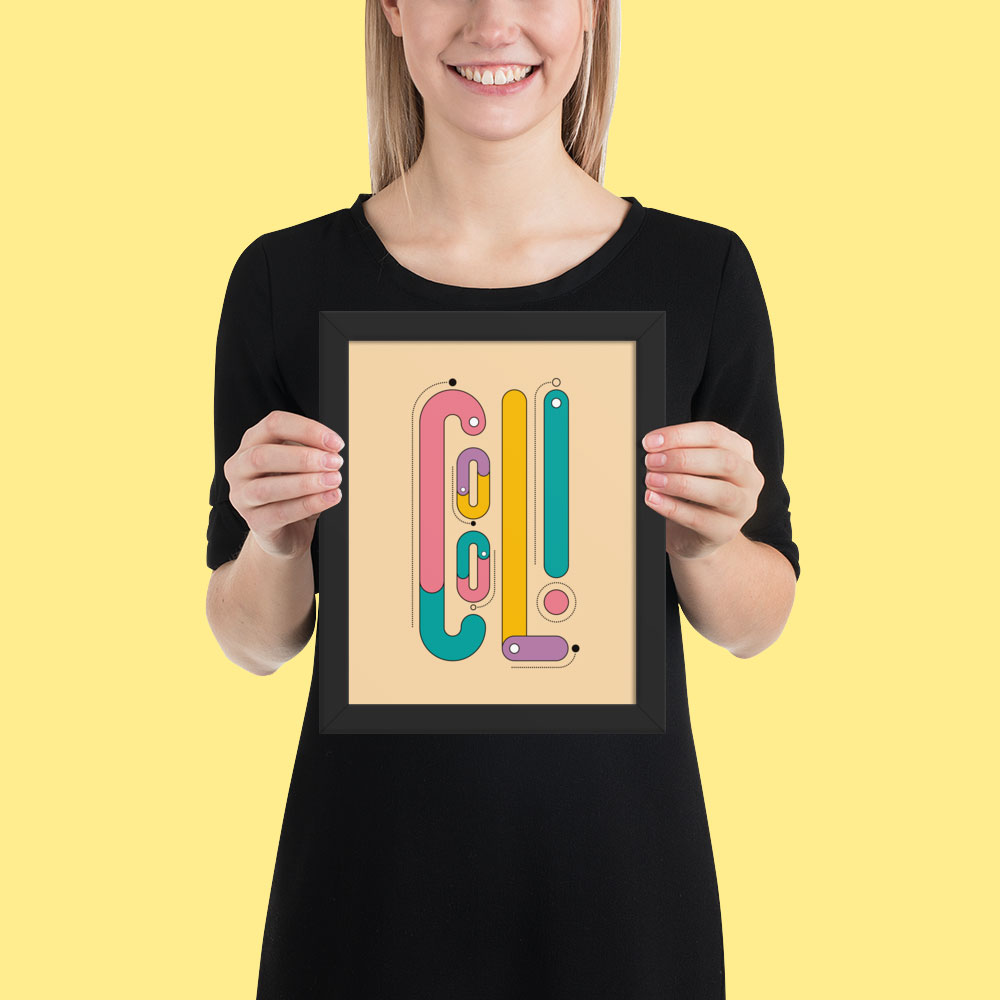 Woman holding framed poster