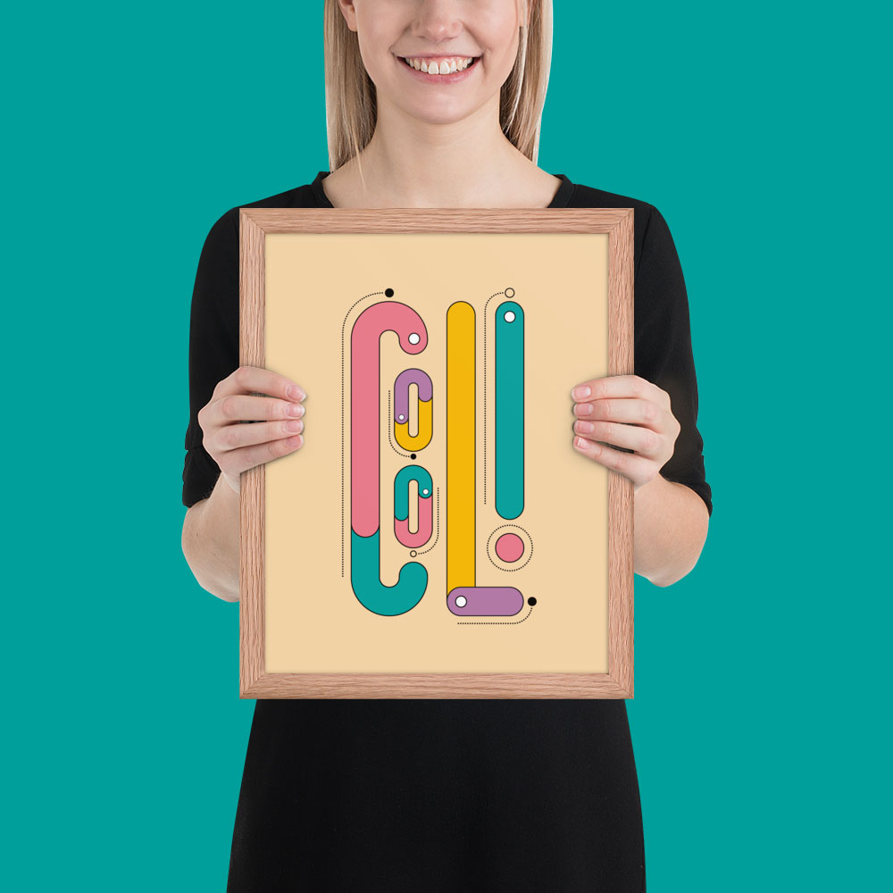 Woman holding framed poster