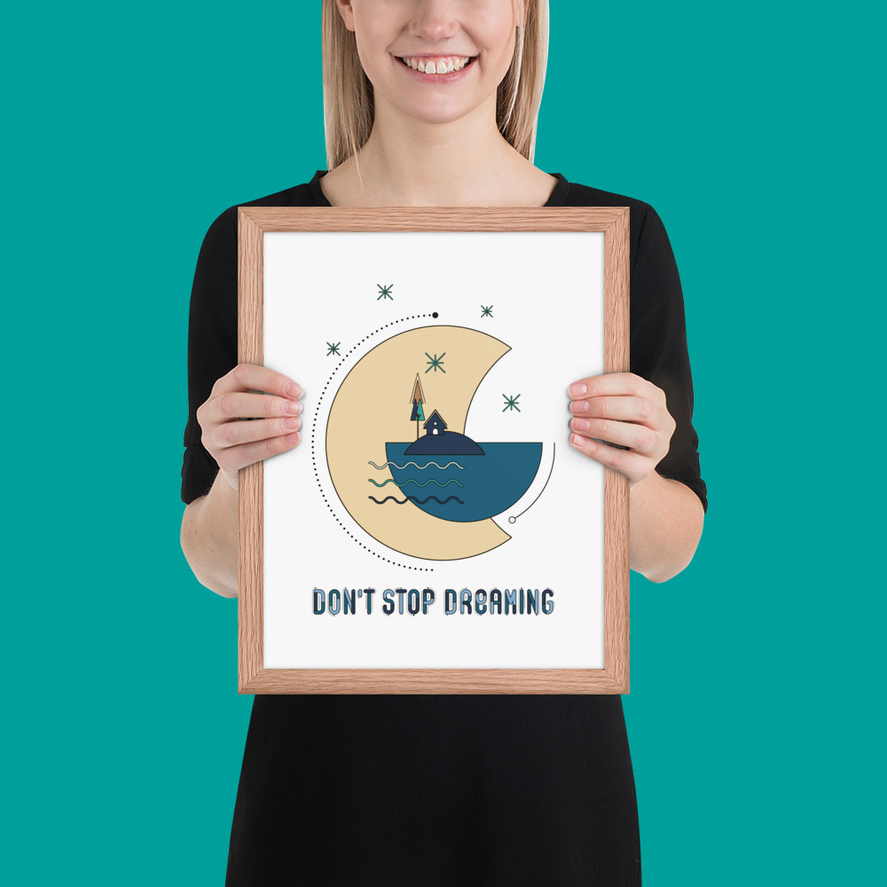 Woman holding framed poster