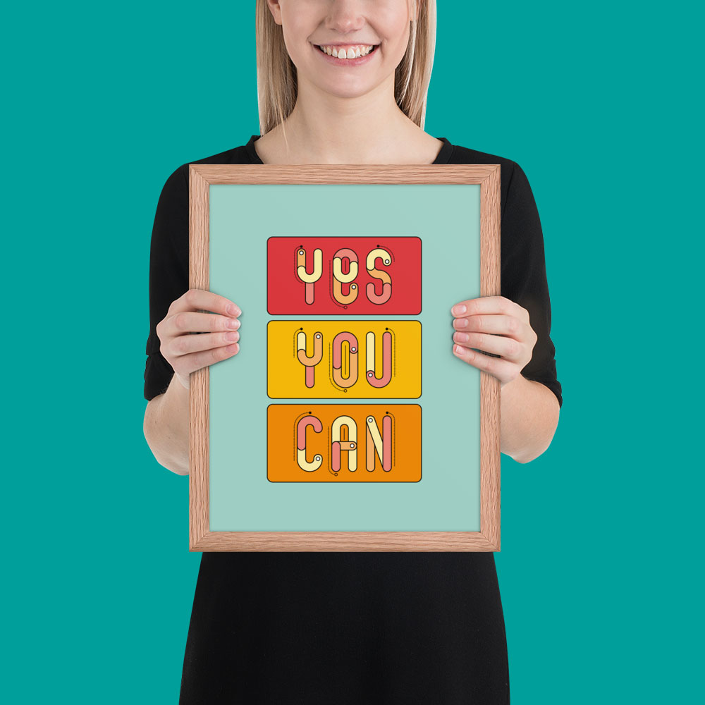 Woman holding framed print