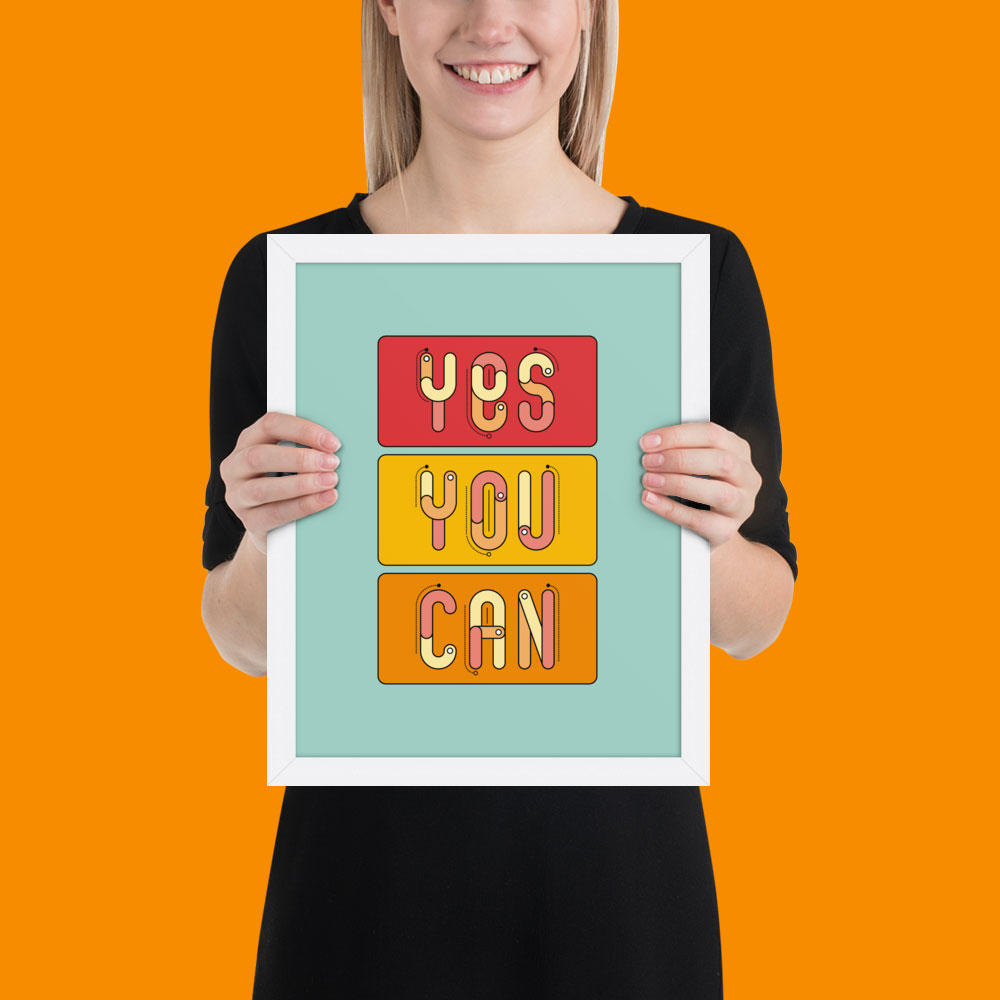 Woman holding framed print